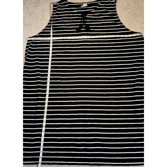 J. Jill Cotton Blend Striped Sleeveless Lace Up Neckline Shift Dress Size 4X EU - Picture 4 of 7